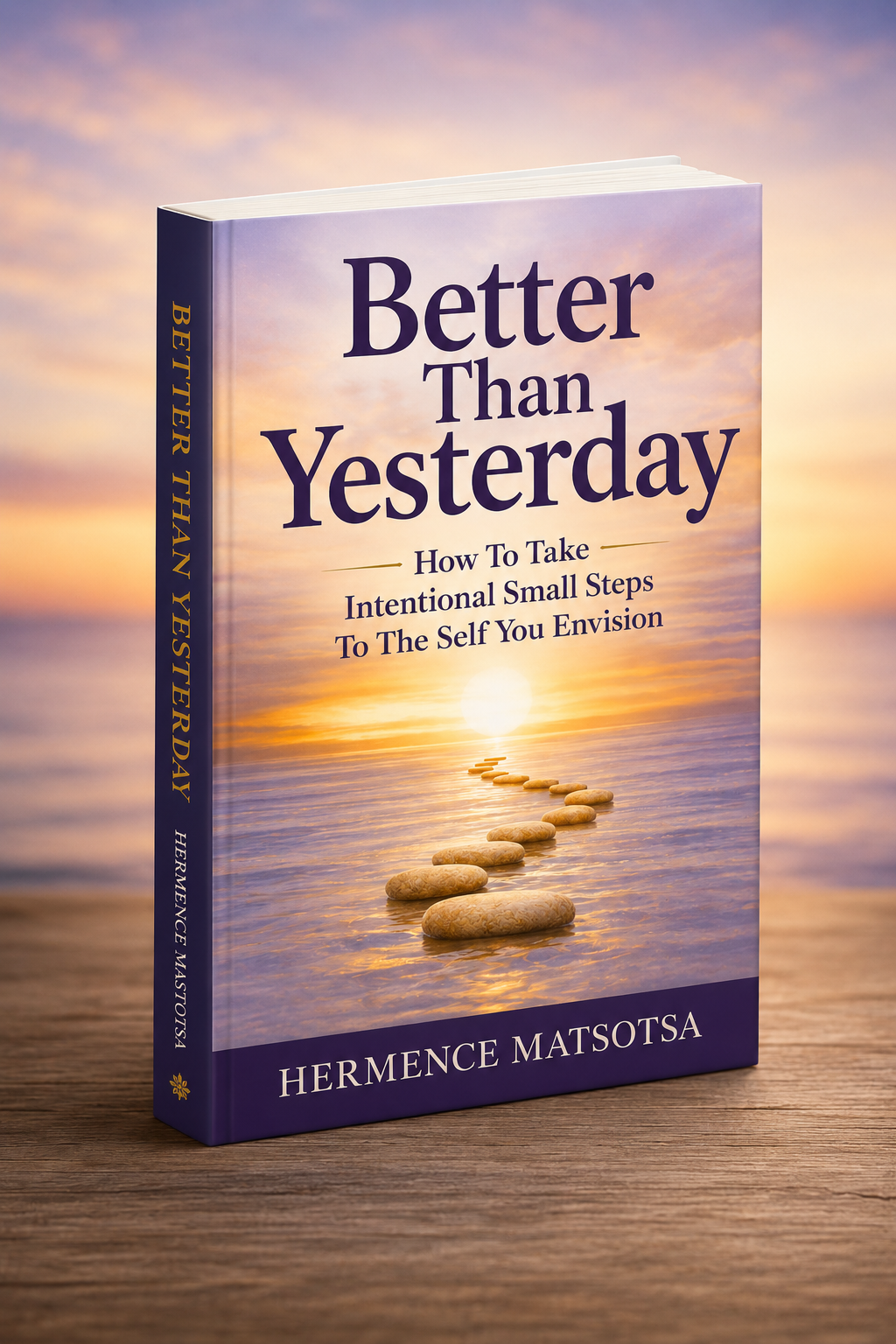 Better Than Yesterday standing book mockup by Hermence Matsotsa