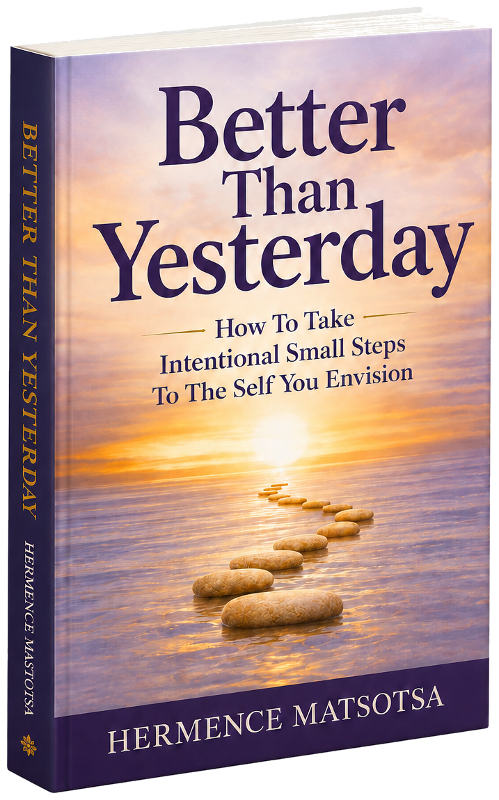 Better Than Yesterday standing book mockup by Hermence Matsotsa